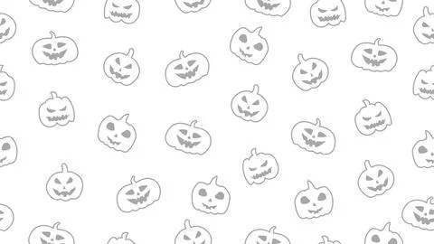 Halloween pattern. Hand drawn spooky pumpkin jack o lantern seamless pattern Stock Illustration