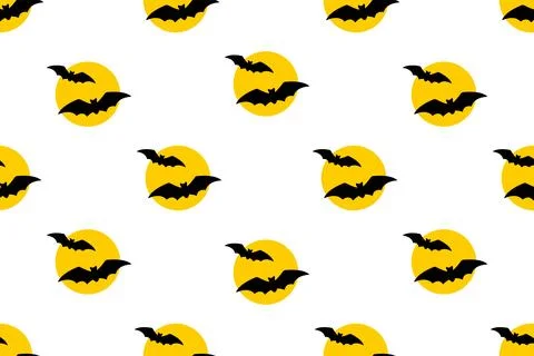 Halloween pattern with moon and bats silhouettes. Vector illustration. Illustrazione stock