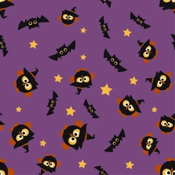 Halloween pattern with owl Stock Illustration