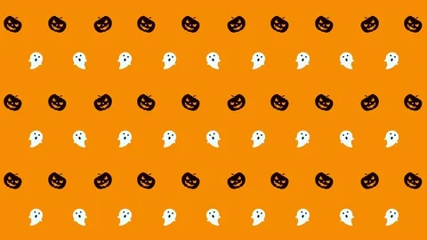 Halloween Pattern Pumpkin and Ghost in Black, White and Orange Tiled Stock Footage 118062199
