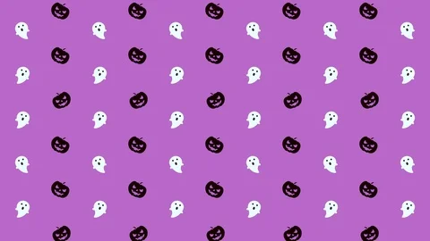 Halloween Pattern Pumpkin and Ghost in Black, White and Purple Tiled Stock Footage 118078241