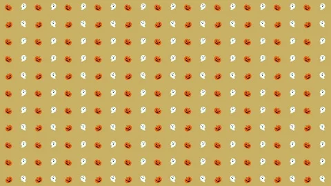 Halloween Pattern Pumpkin and Ghost in Orange, Black, White and Yellow Stock Footage 118133770