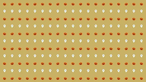 Halloween Pattern Pumpkin and Ghost in Orange, Black, White and Yellow Stock Footage 118133791
