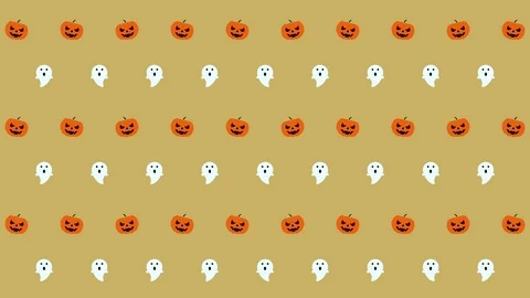 Halloween Pattern Pumpkin and Ghost in Orange, Black, White and Yellow Stock Footage 118133955