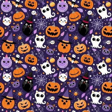 Halloween pattern with pumpkin, ghost, skull, skull. vector Illustrazione stock