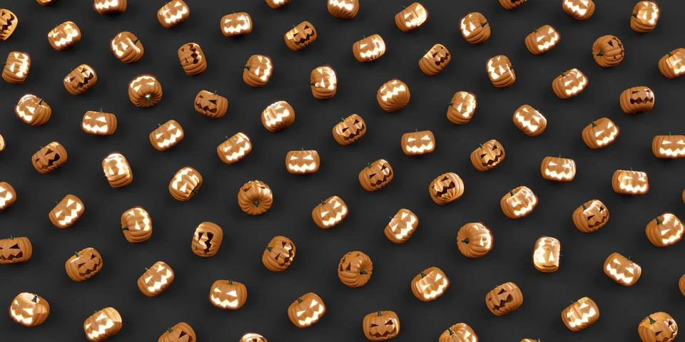 Halloween pattern pumpkin pattern 3d rendering Stock Illustration
