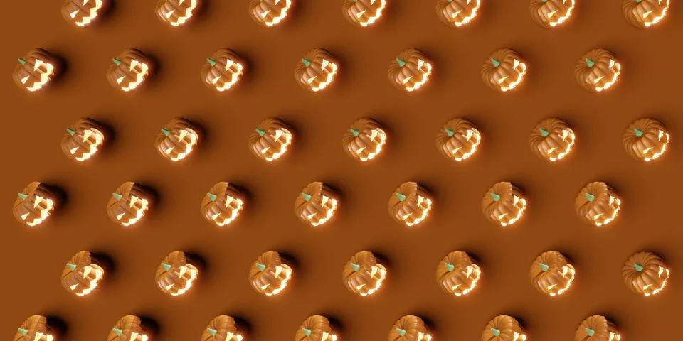 Halloween pattern pumpkin pattern 3d rendering Stock Illustration