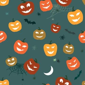 Halloween Pattern Pumpkins and spiders. Horror Background for Design Fabric, Web Stock Illustration