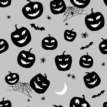 Halloween Pattern Pumpkins and spiders. Horror Background for Design Fabric, Web Stock Illustration