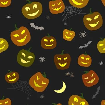 Halloween Pattern Pumpkins and spiders. Horror Background for Design Fabric, Web Stock Illustration
