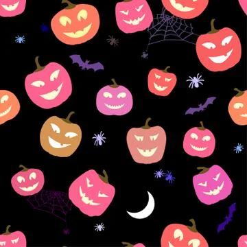 Halloween Pattern Pumpkins and spiders. Horror Background for Design Fabric, Web Stock Illustration