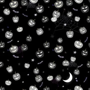 Halloween Pattern Pumpkins and spiders. Horror Background for Design Fabric,  Stock Illustration