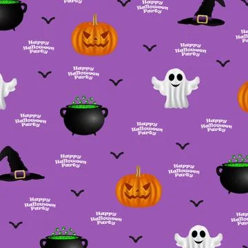Halloween pattern on a purple background Illustrazione stock