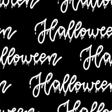 HALLOWEEN pattern seamless only with lettering text. Simple black and white s Stock Illustration