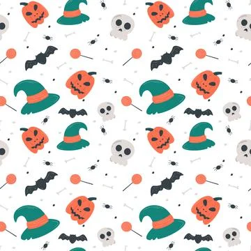 Halloween pattern in seamless style. Stock Illustration