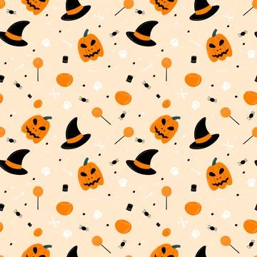 Halloween pattern in seamless style. Stock Illustration