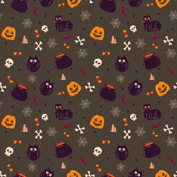 Halloween pattern in seamless style. Stock Illustration