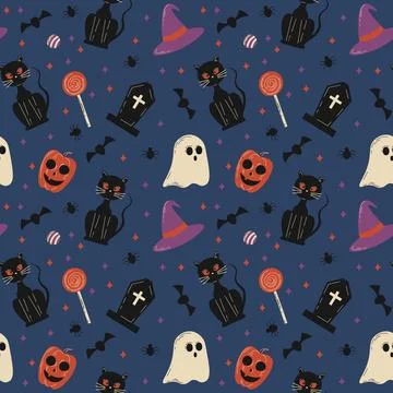 Halloween pattern in seamless style. Illustrazione stock