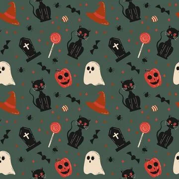 Halloween pattern in seamless style. イラスト素材