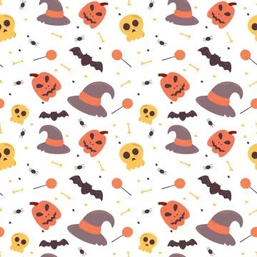 Halloween pattern in seamless style. Stock Illustration