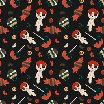 Halloween pattern in seamless style. Stock Illustration