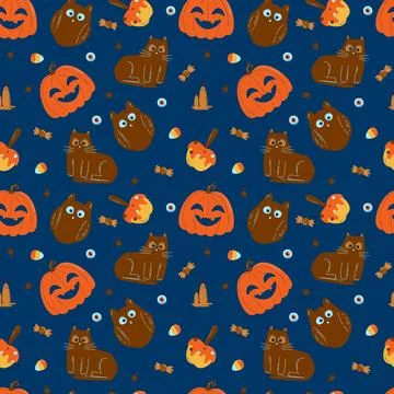 Halloween pattern in seamless style. Stock Illustration