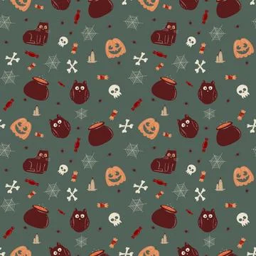 Halloween pattern in seamless style. Illustrazione stock