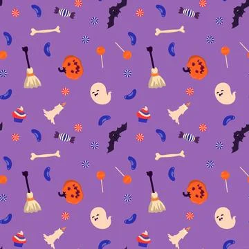 Halloween pattern in seamless style. Stock Illustration