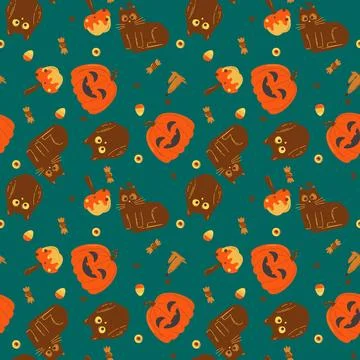 Halloween pattern in seamless style. Illustrazione stock