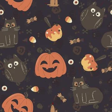 Halloween pattern in seamless style. Illustrazione stock