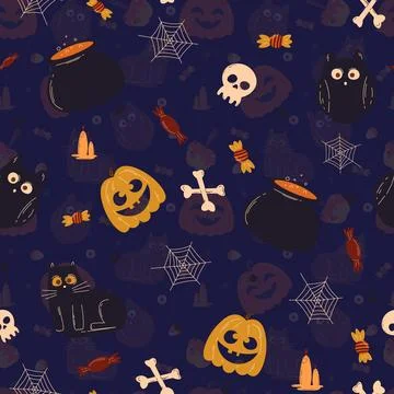 Halloween pattern in seamless style. Stock Illustration