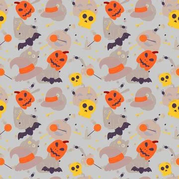Halloween pattern in seamless style. Stock Illustration