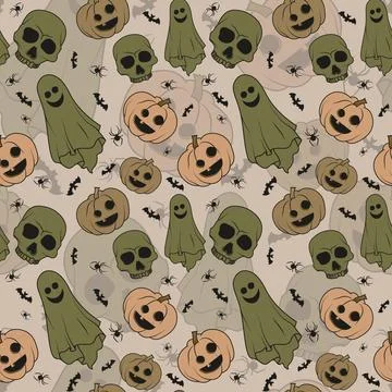 Halloween pattern in seamless style. Illustrazione stock