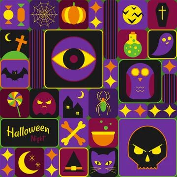 Halloween pattern in simple geometric style. イラスト素材