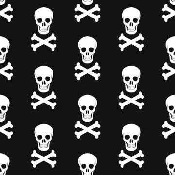 Halloween pattern. Skull and Bones. Vector illustration. Seamless pattern. Flat. Illustrazione stock