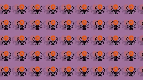 Halloween Pattern - Spooky Pumpkins on Purple Background. Stock Footage 325380963