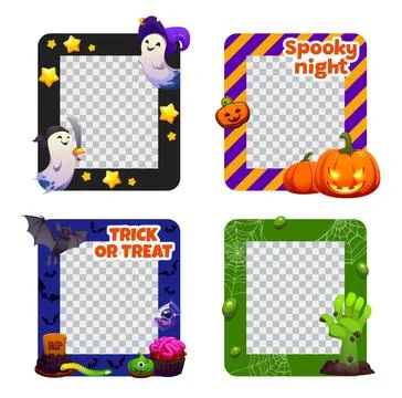 Halloween photo frames, spooky square borders Ilustração Stock