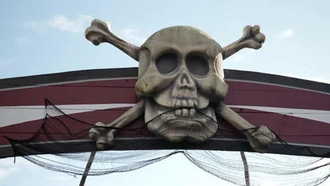 Halloween, pirate skull with bones Stock Footage 219584193