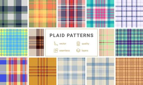 Halloween plaid pattern set optimized for posters. Strong tartan rhythm attra Stock Illustration