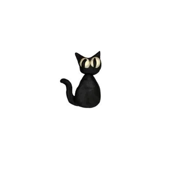 Halloween Plasticine black cat 3d icon Stock Illustration