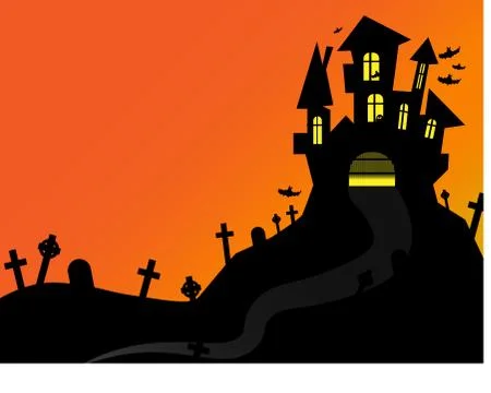 Halloween poster, background. Castle. Stock Illustration