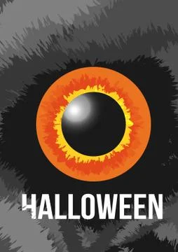 Halloween Poster with Owl eye - Vector Illustration Stock Illustration