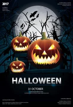Halloween Poster Template Design Vector Illustration Stock Illustration