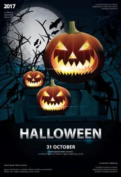 Halloween Poster Template Design Vector Illustration Stock Illustration