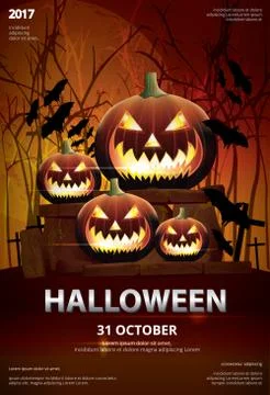 Halloween Poster Template Design Vector Illustration Stock Illustration