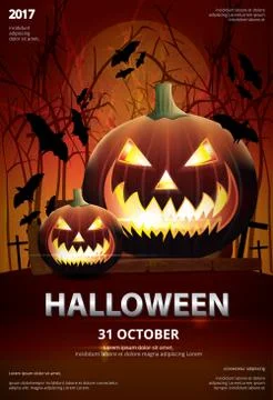 Halloween Poster Template Design Vector Illustration Stock Illustration