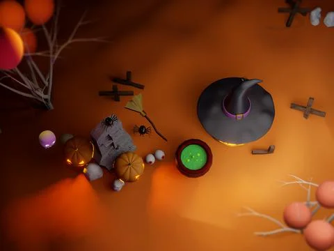 Halloween poster,invitation 3d rendering background for WEB and banner. Illustrazione stock