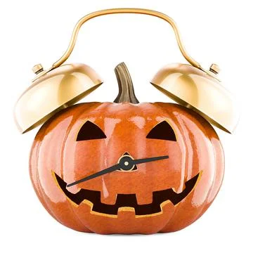 Halloween Pumpkin as alarmclock, 3D rendering Stock Illustration