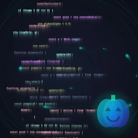 Halloween Pumpkin and Coding Screen Animation Stock Footage 348198490