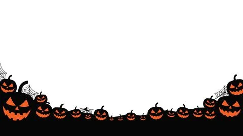 Halloween pumpkin and spider web silhouette border vector Stock Illustration
